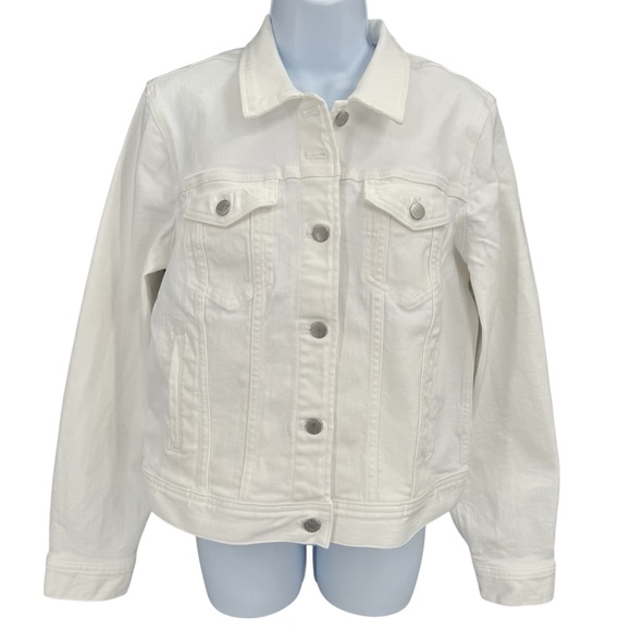 J.Crew Factory Classic White Jean Jacket Size Medium - Picture 1 of 10